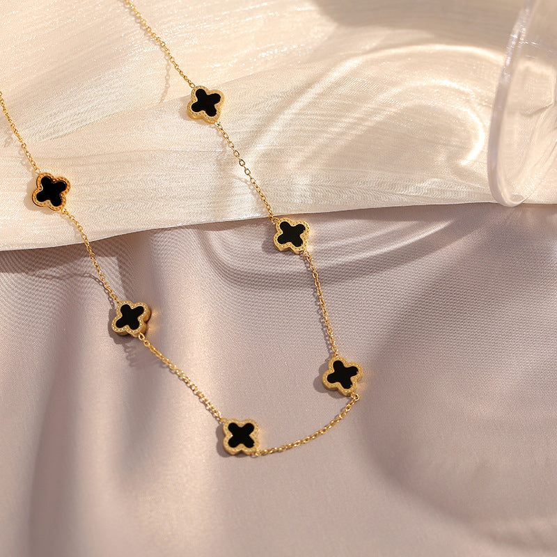 Four-leaf clover creative titanium steel necklace