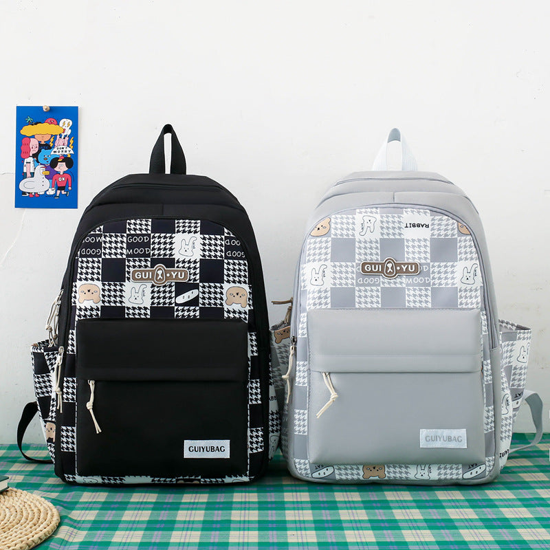 4-piece school bag large capacity canvas backpack