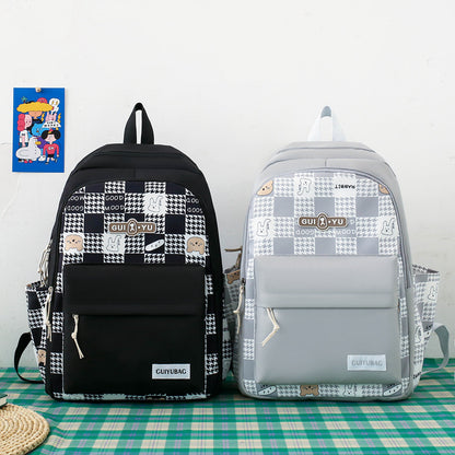 4-piece school bag large capacity canvas backpack