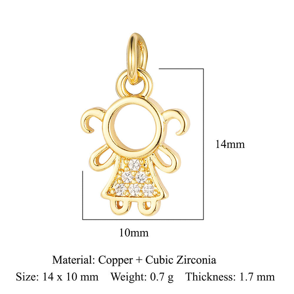 Copper zircon pendant, round ball beetle DIY.