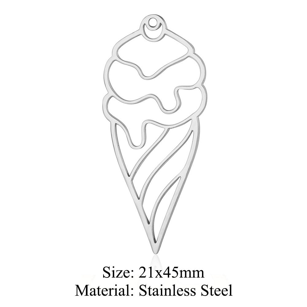 5 pcs/pack Titanium steel pendant for sea wave ice cream