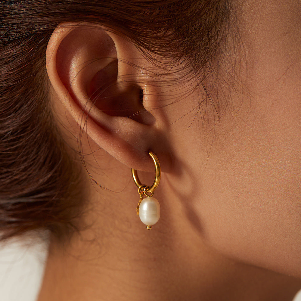 Water Pearl Star Pendant Earrings