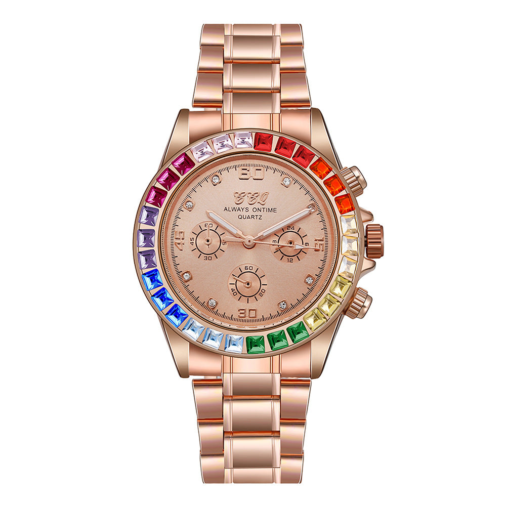 Hip-Hop Multicolor Rhinestone Men's Watch