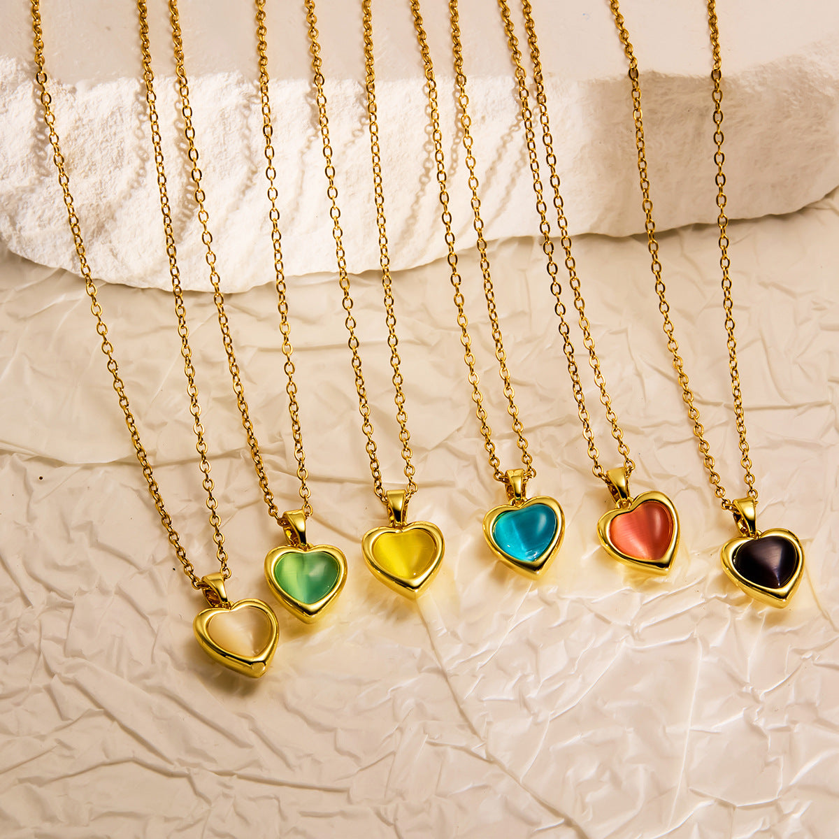 Korean-Style Peach Agate Heart Pendant Necklace