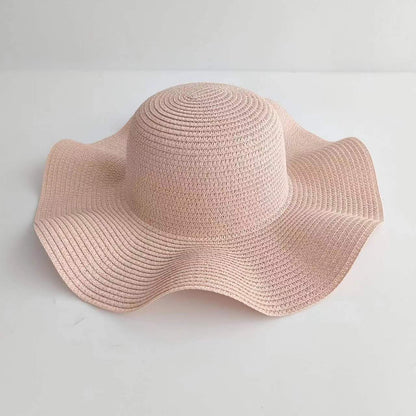 Parent-Child Wave-Edge Straw Hat