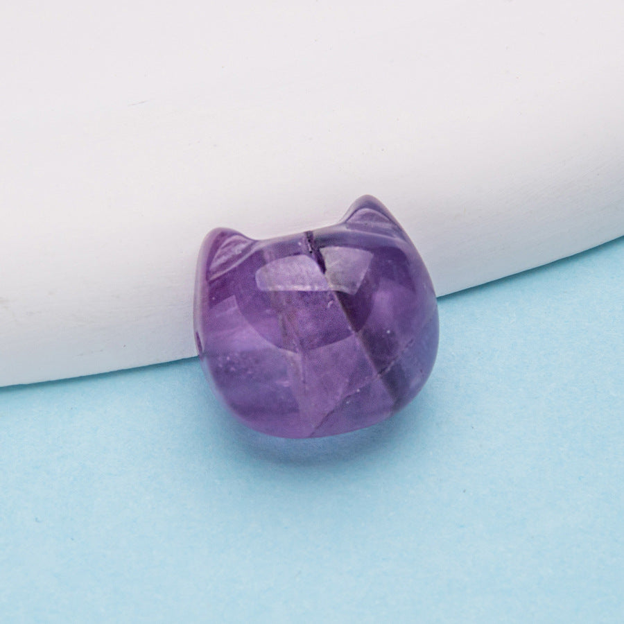 Amethyst Silver Cat Head Crystal Handmade DIY Accessories