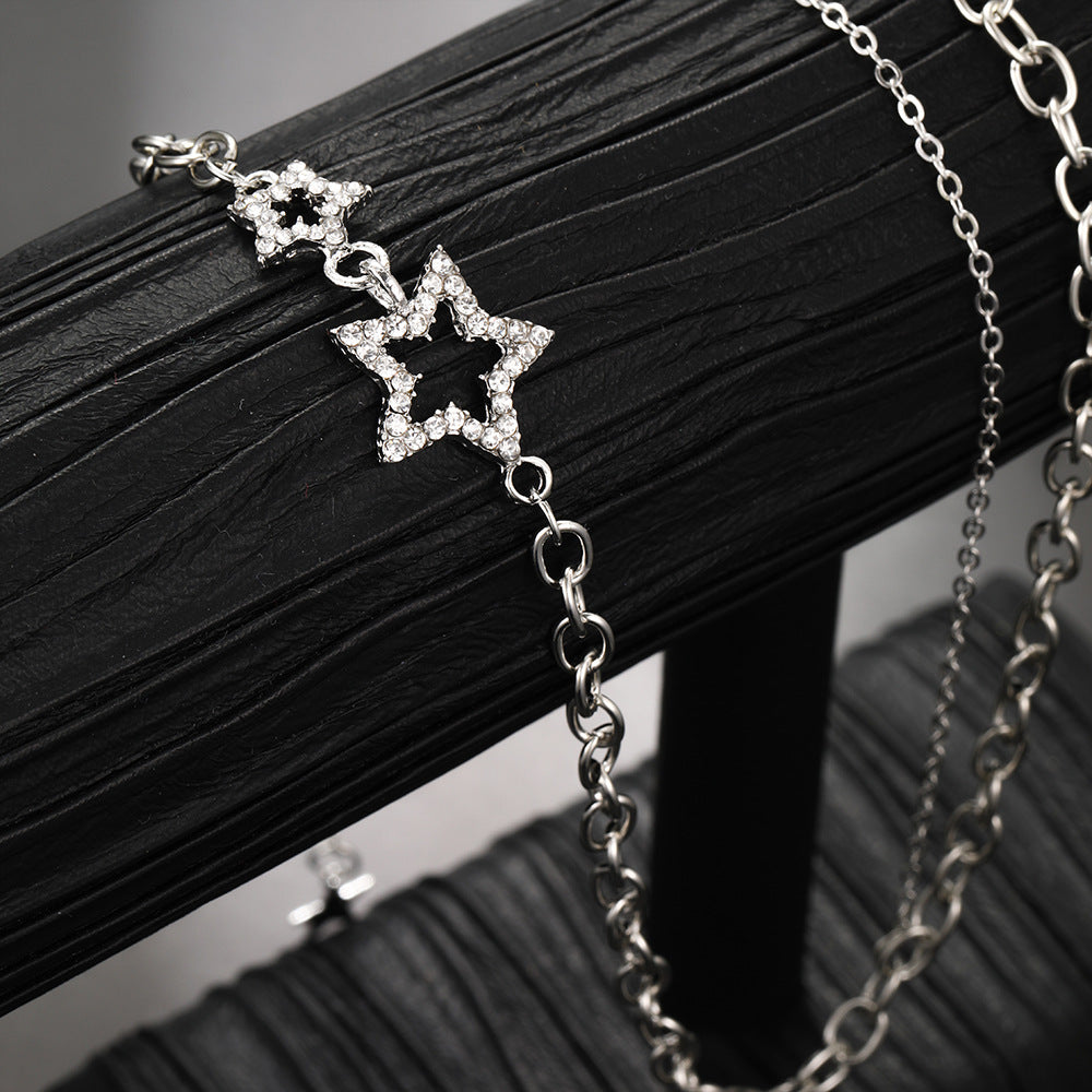 Rhinestone Star Double-Layer Necklace