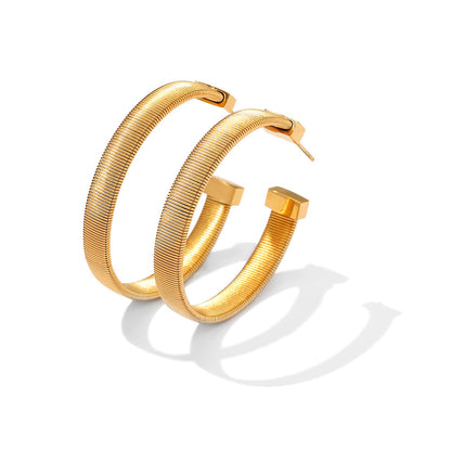 Stainless Steel C-Shaped Hoop Earrings