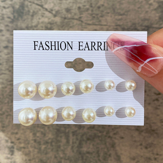 6-Pair Baroque Pearl Stud Earring Set