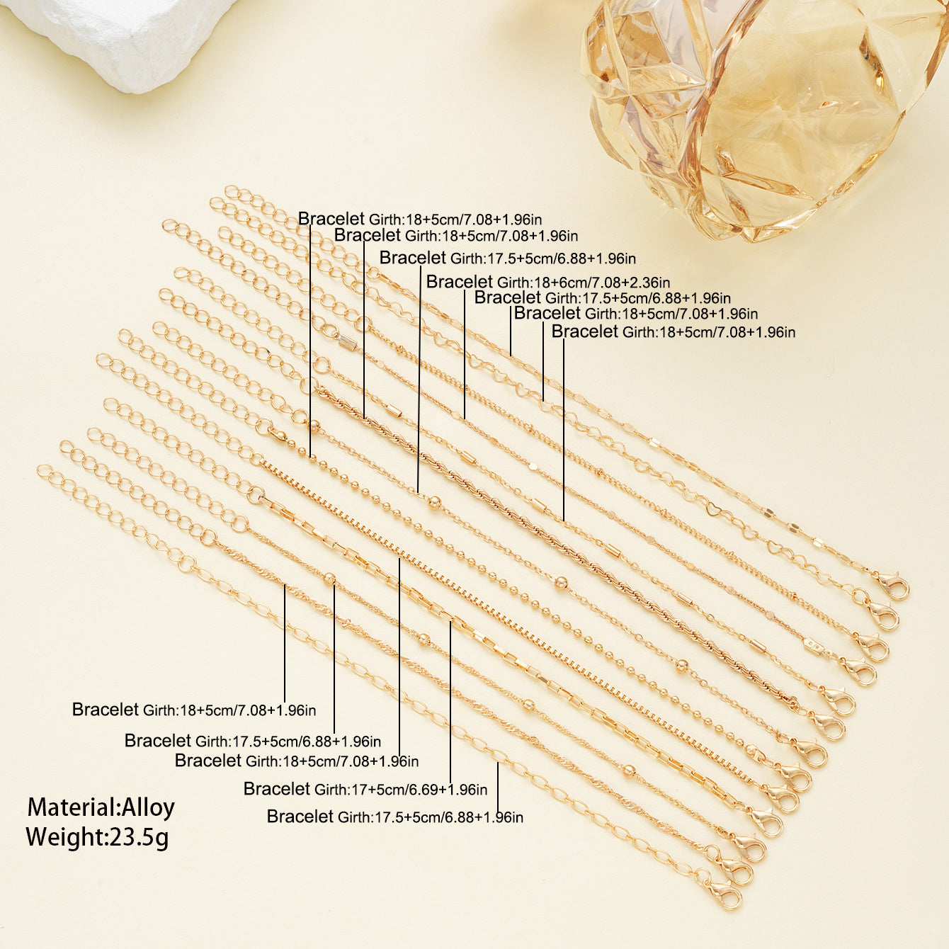 Gold Love Twist & Bead Bracelet Set (13-Piece)