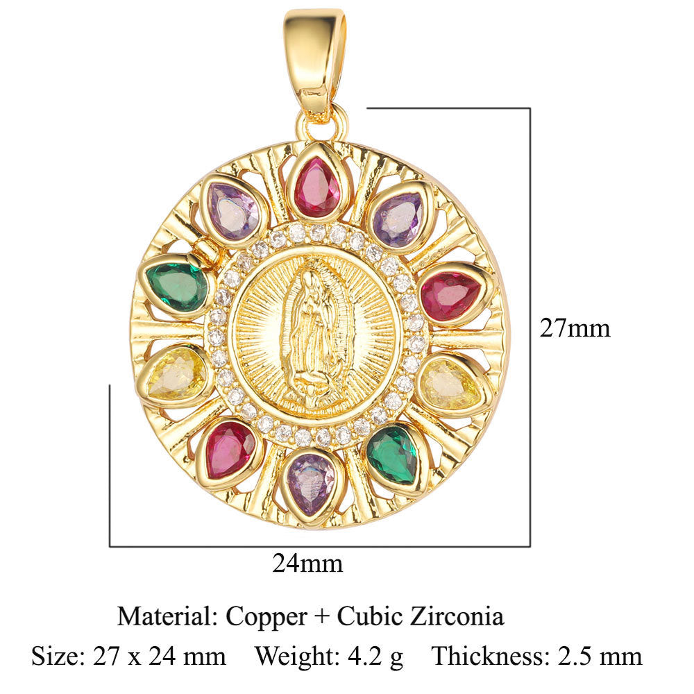 Color zirconium copper micro-inlaid zircon necklace pendant