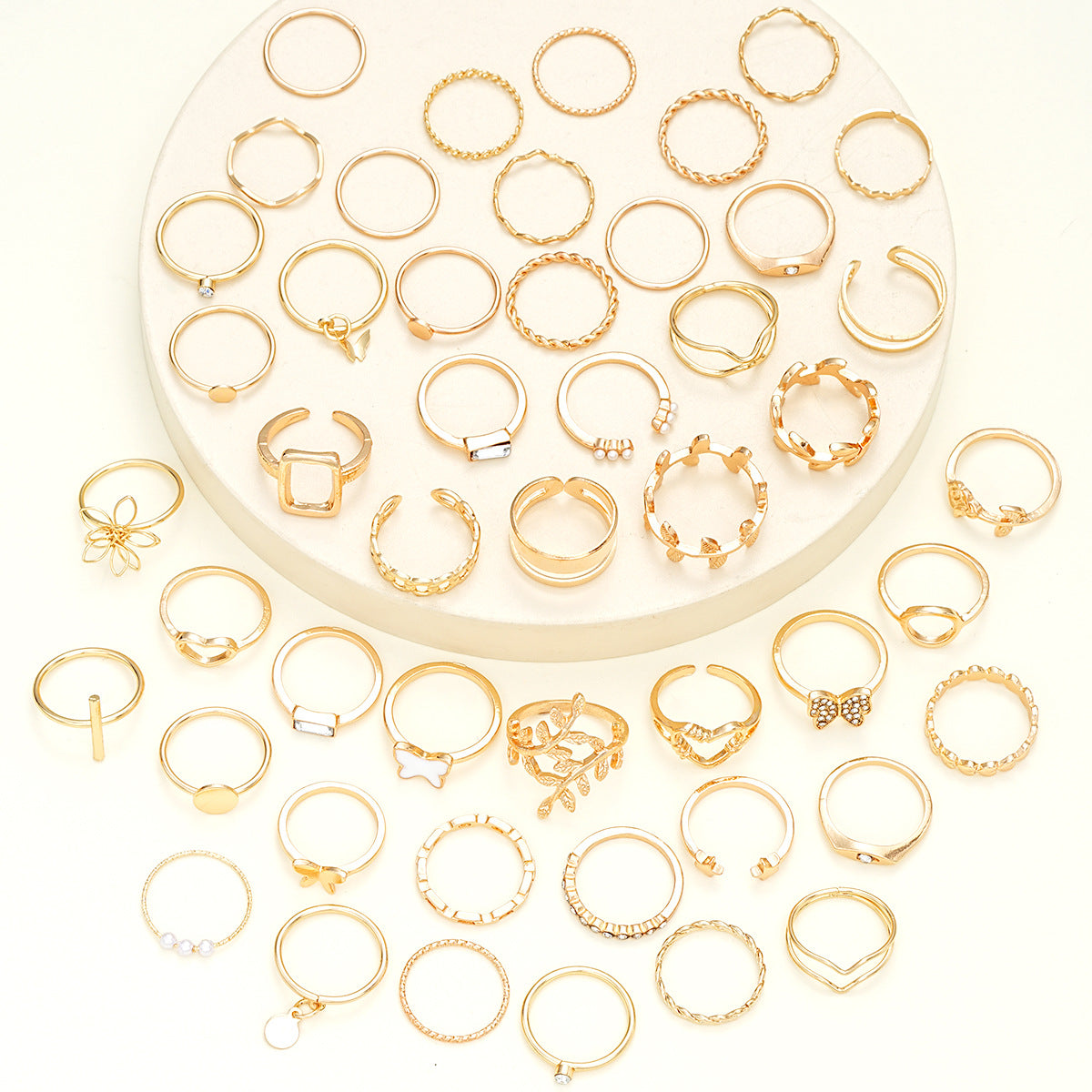 47-Piece Cross & Butterfly Ring Set