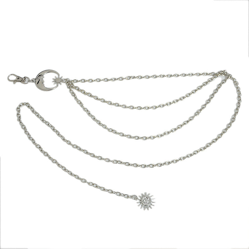 Sun Moon Buckle Decorative Metal Chain Waist Chain