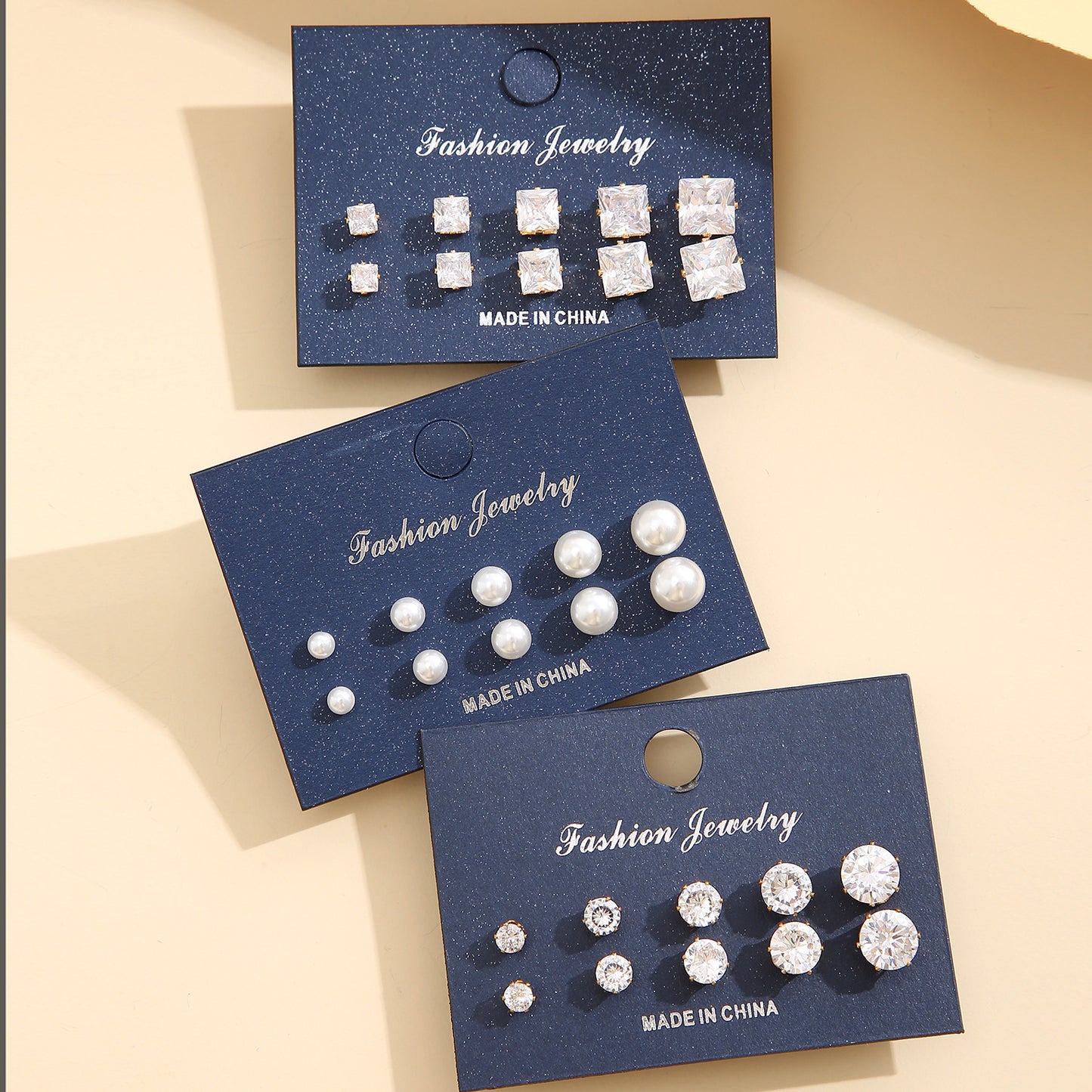 15-Pair Zircon & Pearl Stud Earring Set
