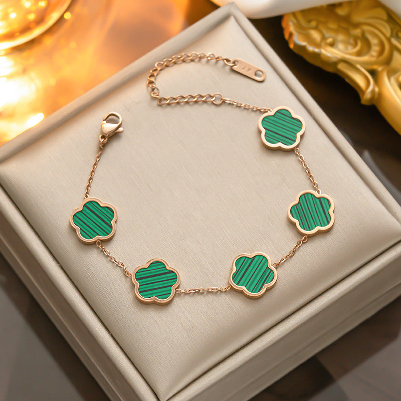 Pulsera de nácar de oro y acero titanio - De moda
