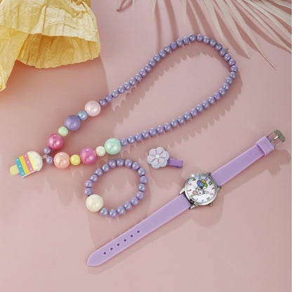 Children's Silicone Watch Hairpin Bracelet Set