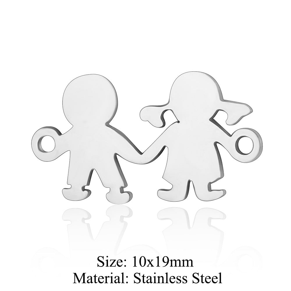 5 pcs/titanium steel jewelry pendant family baby feet