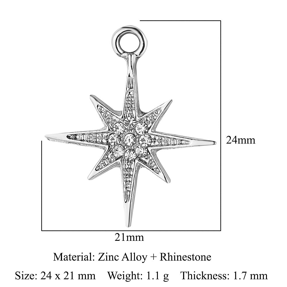 Paquete de 5 colgantes de aleación de zinc con forma de estrella, luna y sol 