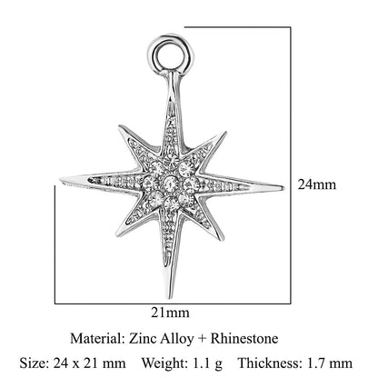 Paquete de 5 colgantes de aleación de zinc con forma de estrella, luna y sol 