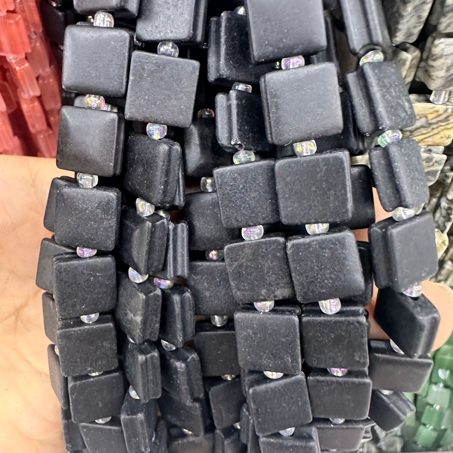 Contas de cristal em formato quadrado, contas soltas 