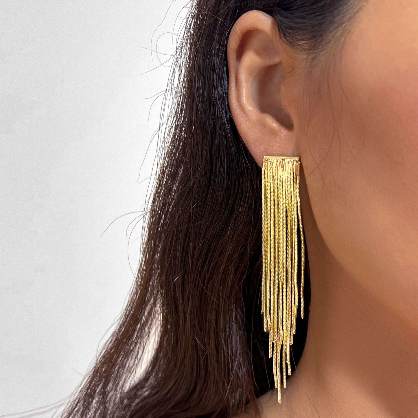 Geometric Fringe Chain Earrings