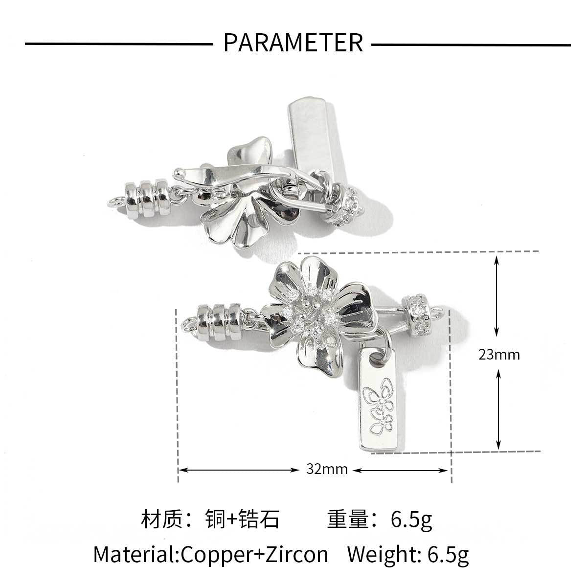 18K gold-coated rose copper zircon detachable connecting buckle