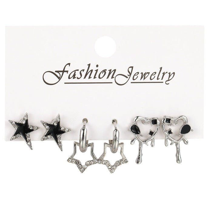 Dark Love Pentagram Zircon Stud Earrings