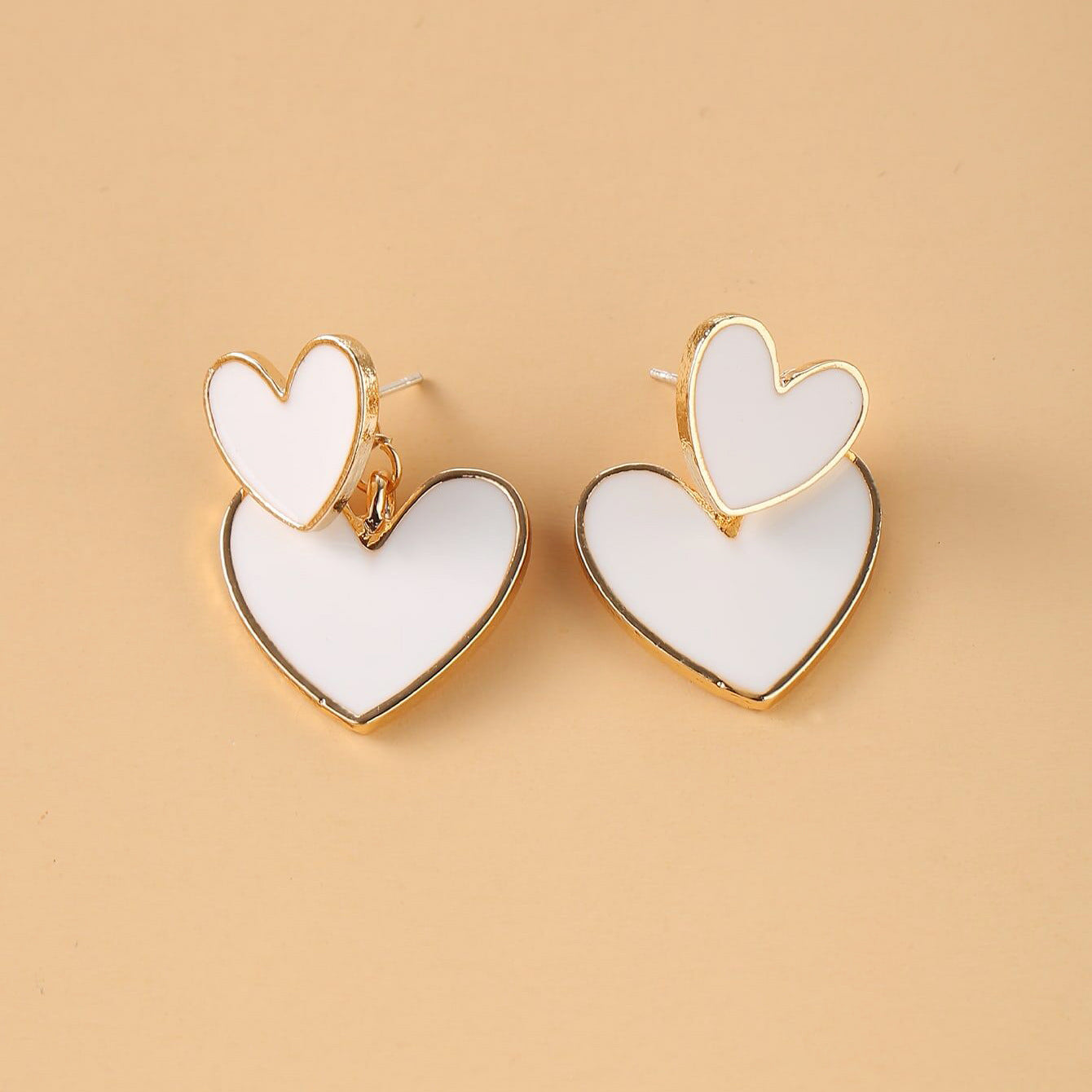 Double-Layer Oil Drop Heart Earrings