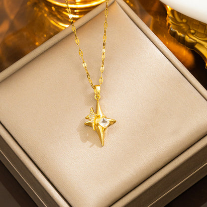 Colar com pingente de cruz estrela, estilo hip-hop minimalista para homens 
