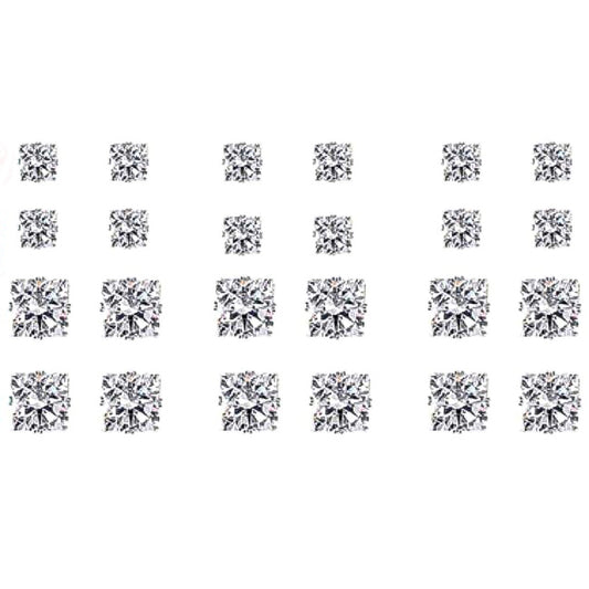 12-Piece Zircon Stud Earring Set
