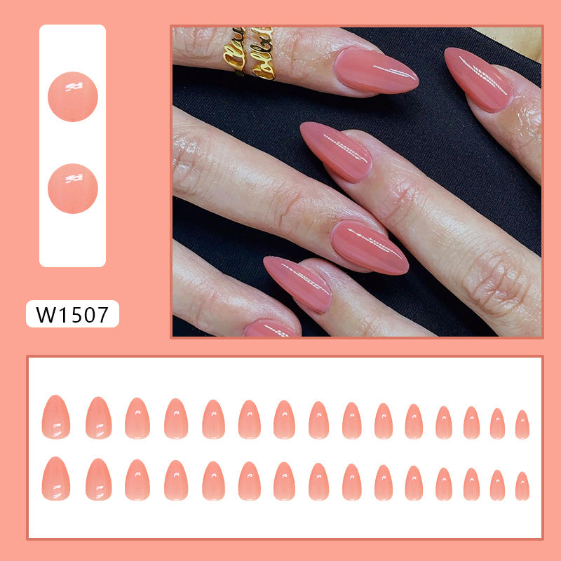 Uñas postizas cortas de almendra de color sólido, 30 piezas 