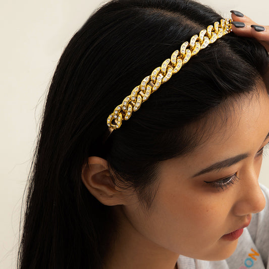 Accesorios para el cabello con cadena cubana de diamantes