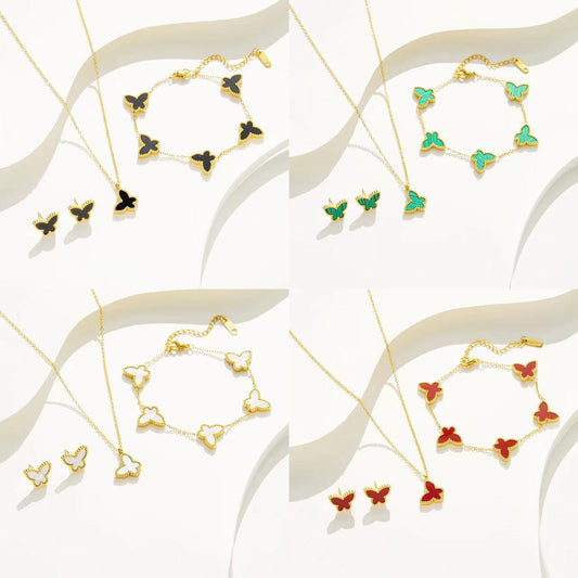 Conjunto de joias simples de borboleta da floresta 