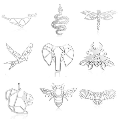 5 pcs/titanium steel paper-cut style animal pendant.