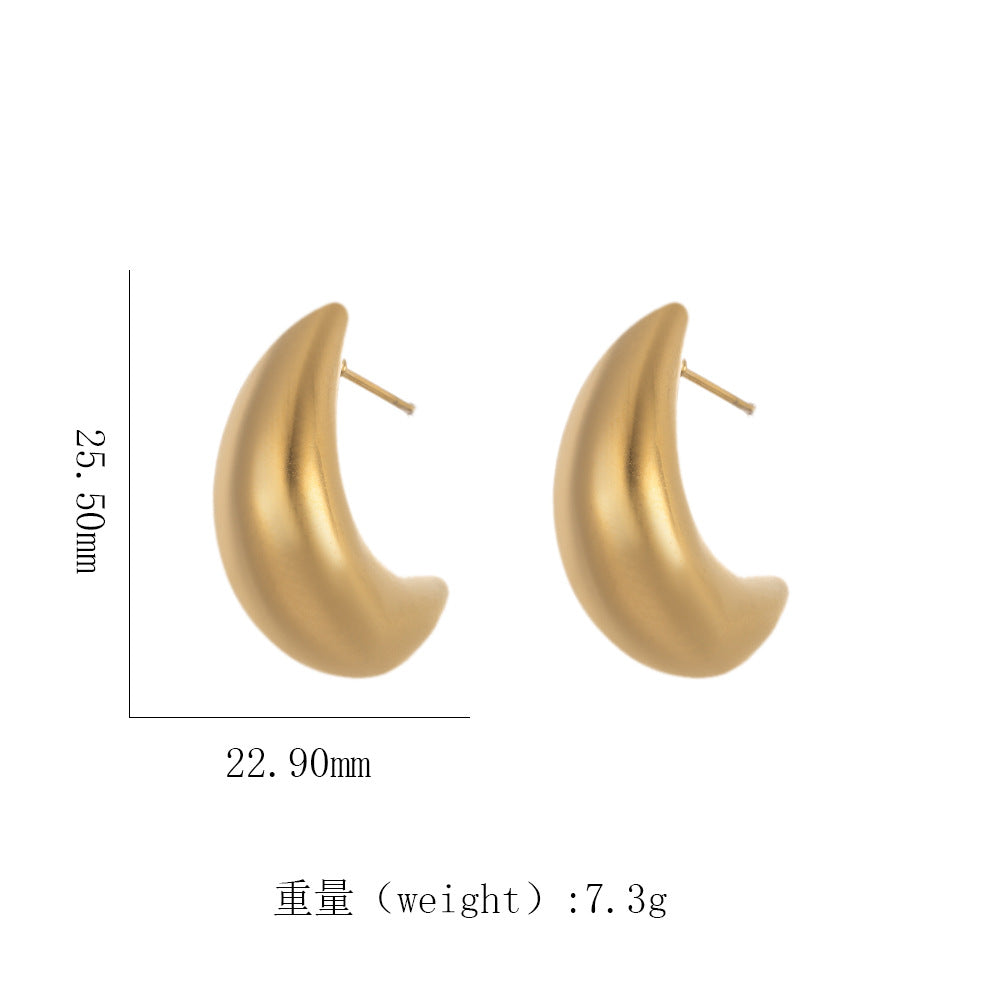 18K Gold Titanium Steel Waterdrop Rhombus Stud Earrings