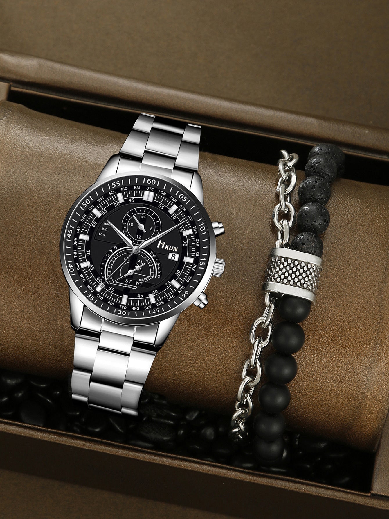 Alloy Watch Crown Beaded Turquoise Set