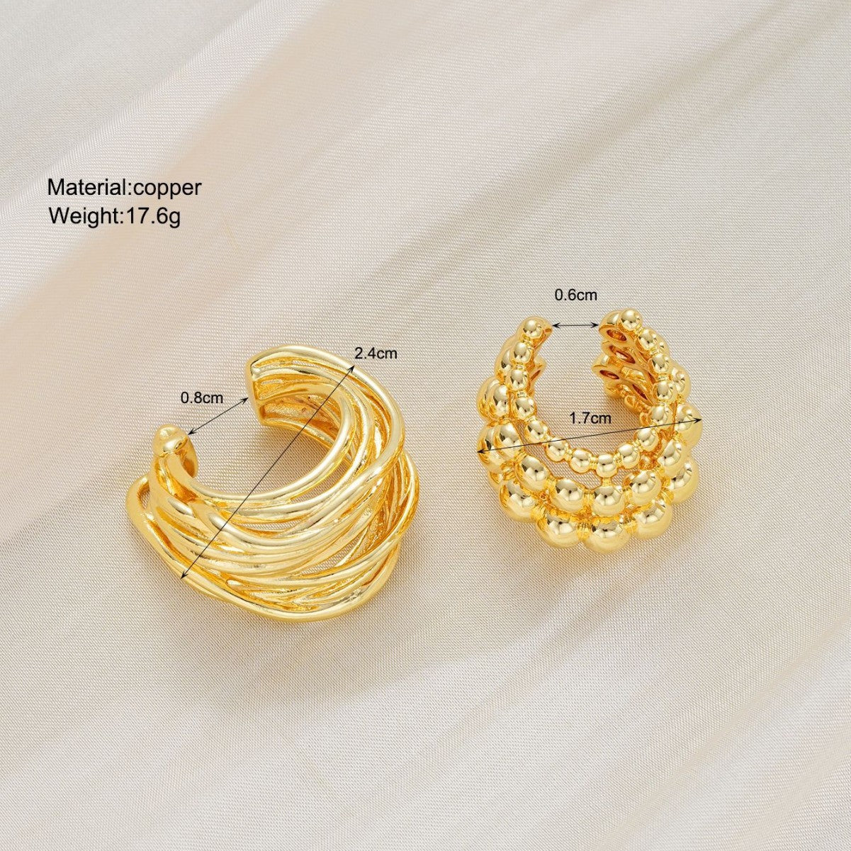 Multi-Layer Round Bead Ear Clips