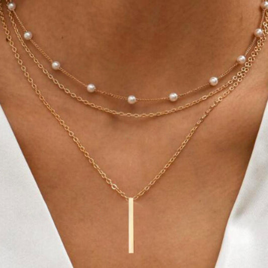 Fashion Imitation Pearl Collarbone Necklace