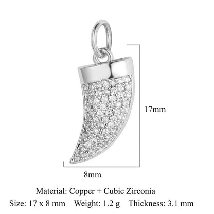 Crescent moon pentagram copper zircon pendant.