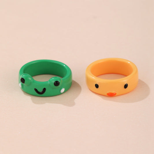 Cute Cartoon Frog Resin Ring