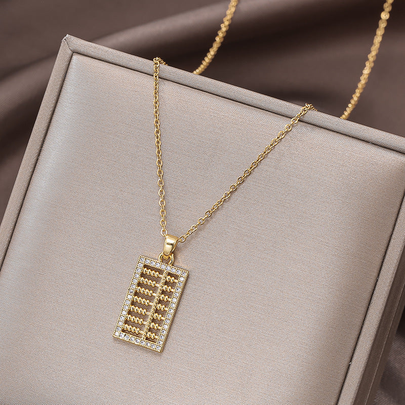 Korean Micro-Diamond Abacus Pendant Necklace