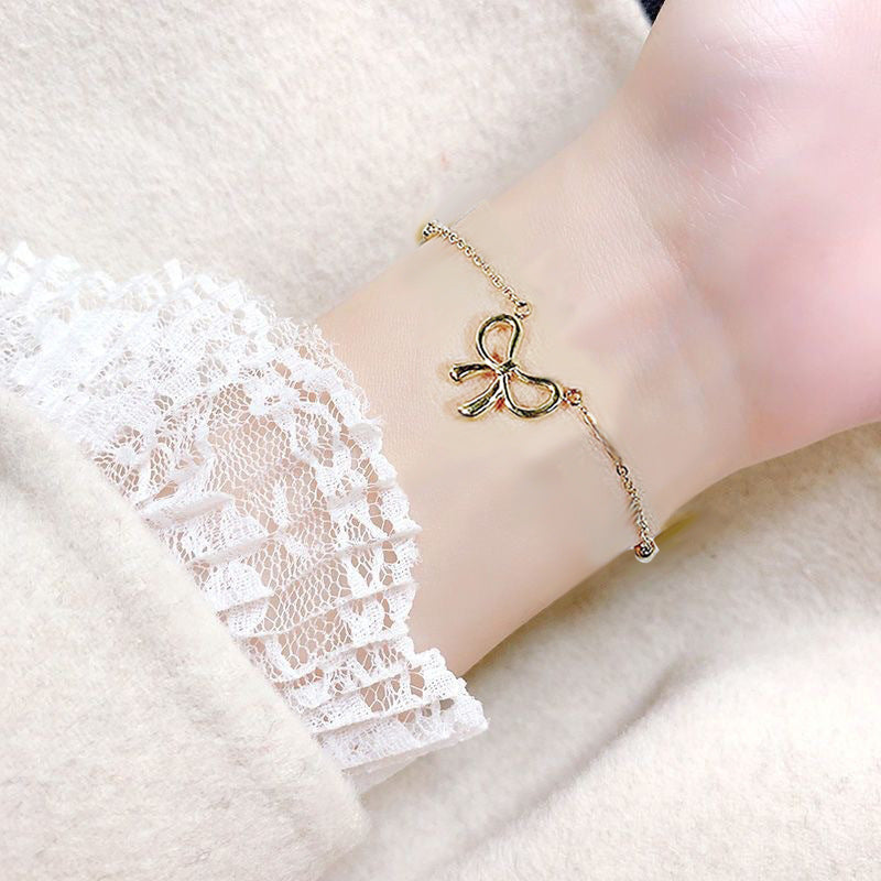 Bow bead titanium steel bracelet