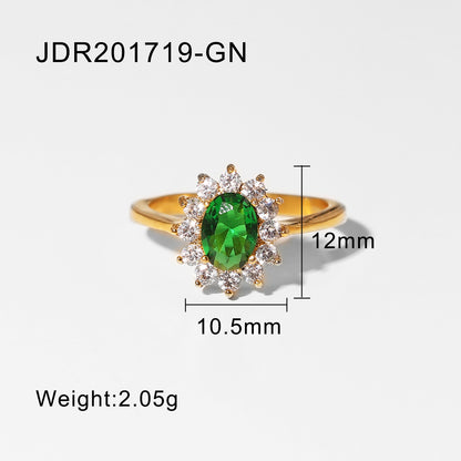Bezel Oval Colored Zirconia Ring