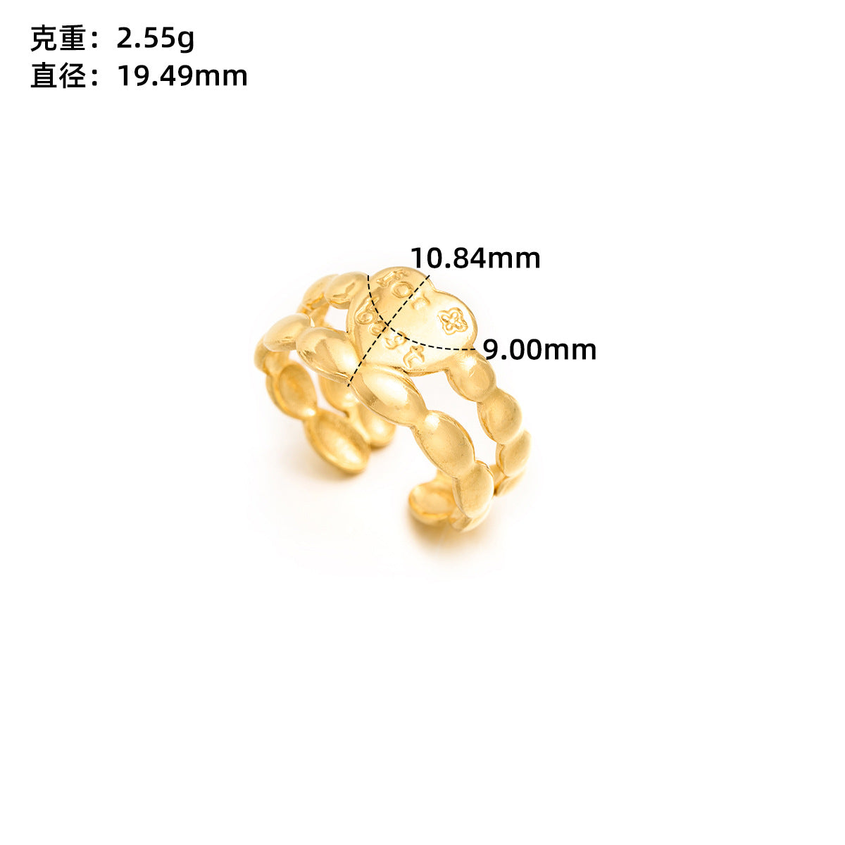 Stainless steel love open ring