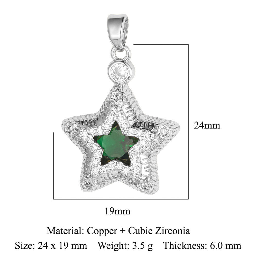 Colgante de cobre y circonita con forma de sol, luna y estrellas 