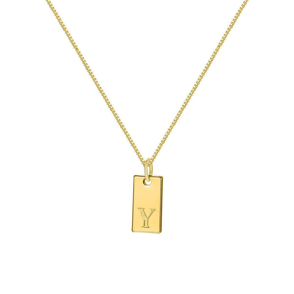 Box Chain Initial Necklace