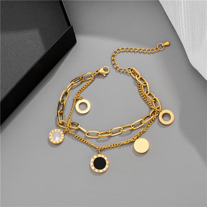 Double-sided shell double-layer chain bracelet
