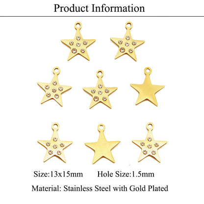 3 pcs/titanium steel rhinestone pendant sun moon stars