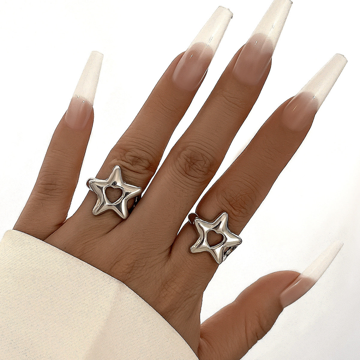Heart Open Alloy Ring Set