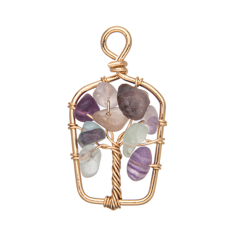 Crystal Tree of Life Gold Plated Diamond Pendant